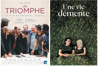 La imagen muestra dos carteles de películas francesas que se verán en el taller