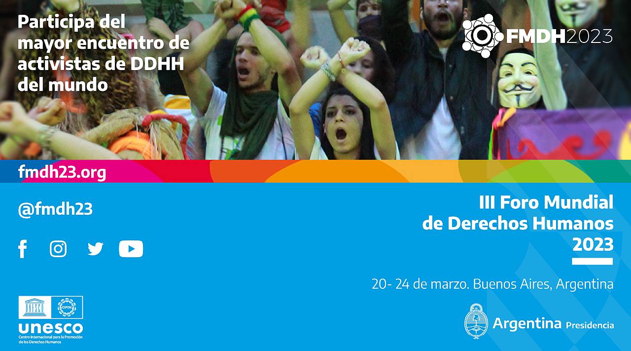 La imagen muestra el flyer oficial del FMDH23