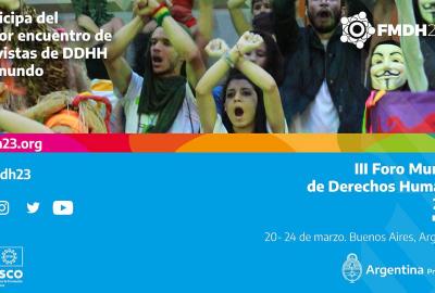 La imagen muestra el flyer oficial del FMDH23