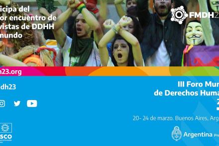 La imagen muestra el flyer oficial del FMDH23